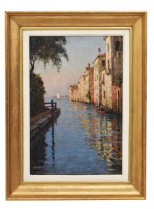 DIPINTI ANTICHI, QUADRI VEDUTA DI VENEZIA, PITTURA AD OLIO SU TELA, XX SECOLO. (QP694)